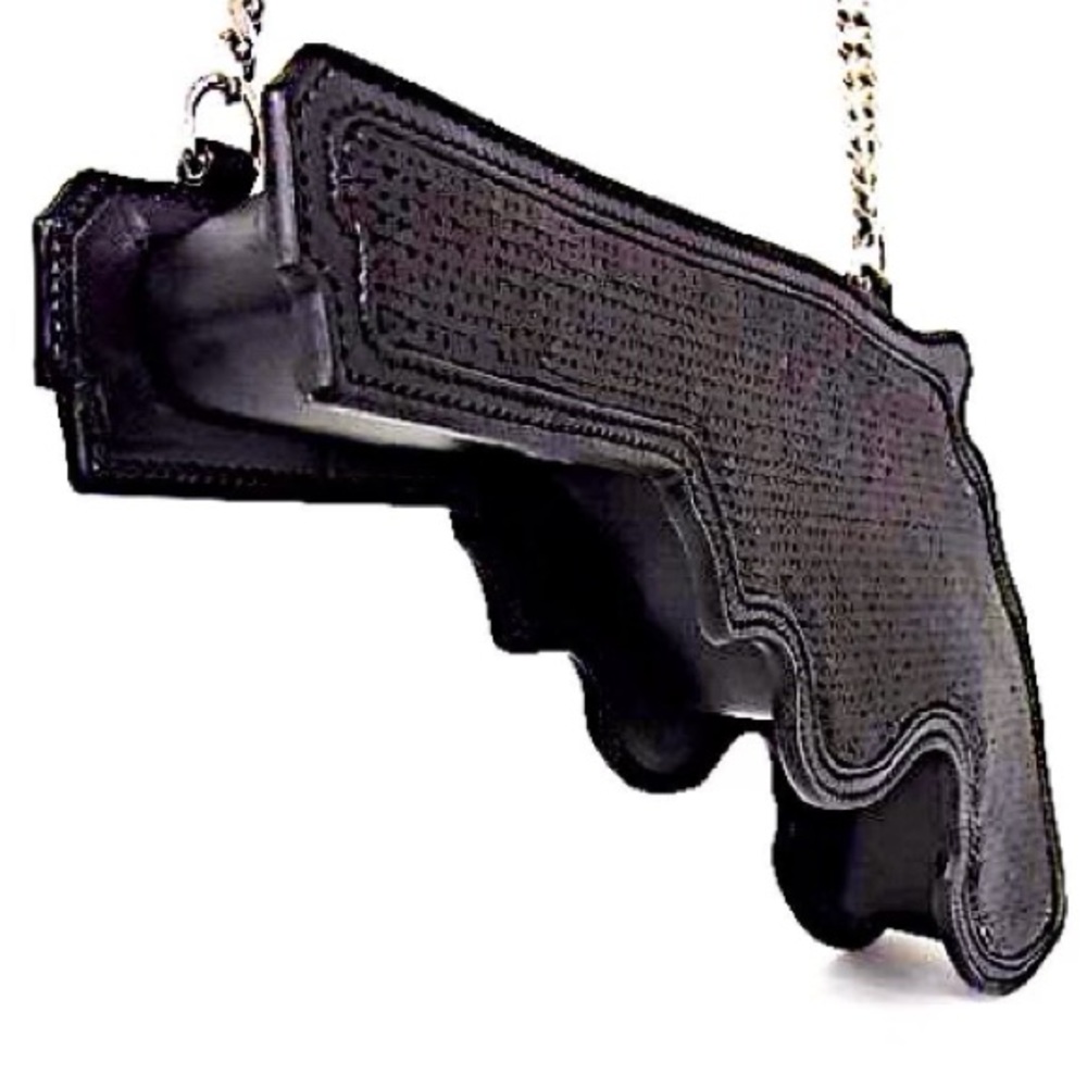 Authentic Saint Laurent 14 AW Rare Sequined Calf Leather Gun Crossbody Bag - Picture 2 of 8
